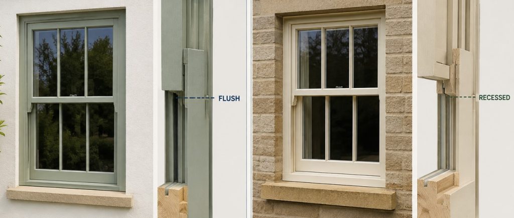 Flush sash vs box sash style windows